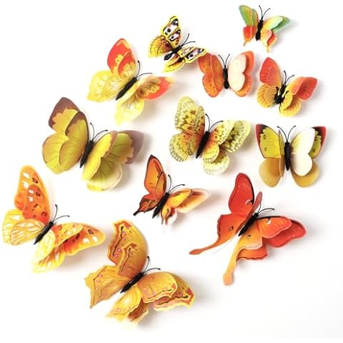 Jisrcha Autocollants Muraux Papillons 3D Cover