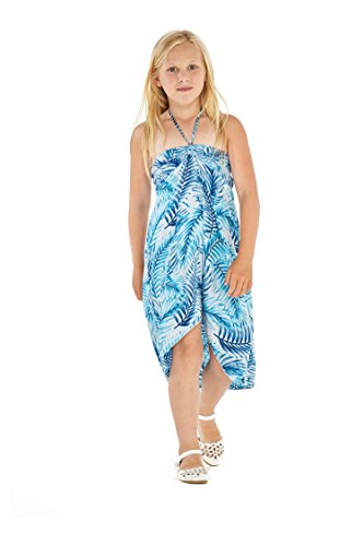 Girl Hawaiian Halter Dress in Simply Blue Palms