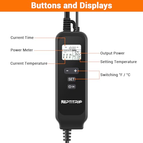Reptitrip PT02 Reptile Dimming Thermostat With Temperature Probe, Thermostat For Reptile Heat Lamp Heat Pad thumb #5