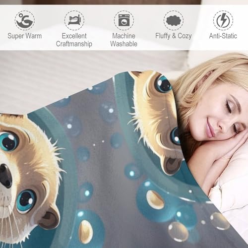 Couverture loutre dessin animé pour décoration automne et canapé - 4