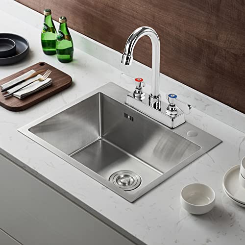 Zkdausdo Commercial Bar Sink Faucet 4 Inch Center Deck Mount Bar Sink Faucet 2 Hole Brass Constructed & Chrome Polished With 3-1/2 Inch Gooseneck Spout & Dual Lever Handles thumb #6