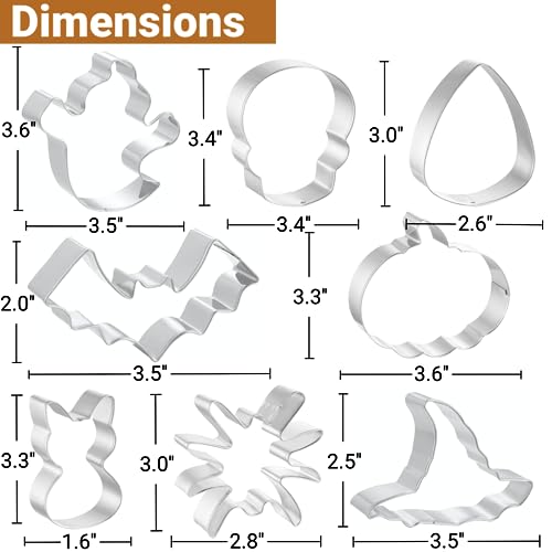 JOB JOL Cookie Cutters 8 PCS, Halloween Cookie Cutters, 3\'\' to 3.6\'\'