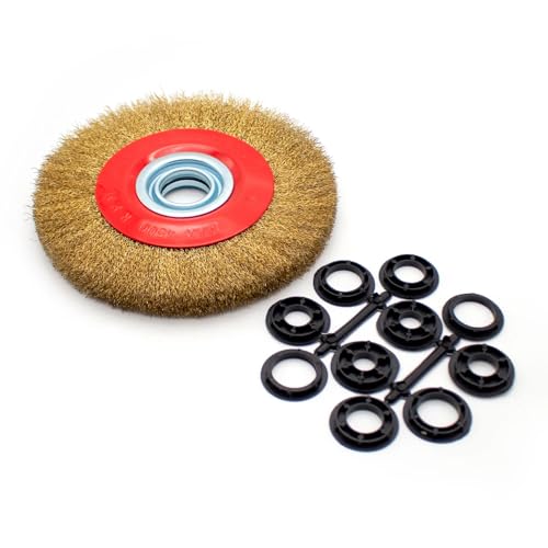 Toplionace φ150mm/200mm Drahtbürste Rundes Bürstenrad Aus Rostfreiem Stahldraht mit Messingbeschichtung Innenöffnung 32mm (6 150mm)