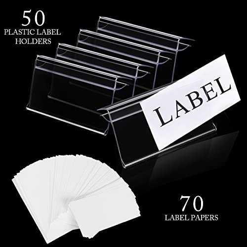 Glass Shelf Label Holders 50 Pcs With Inserts Fits 1/4" To 3/8" Glass Shelving #TOP1