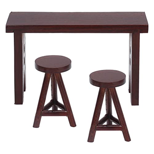 1:12 Table en Bois Miniature, Chaise de Table Miniature en Palissandre pour Maison de poupée Salon