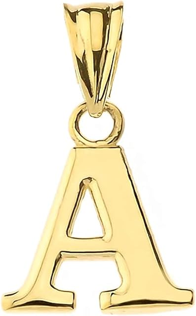 Fine Personalized Initial A-Z Charm Pendant in Solid 10k Yellow Gold