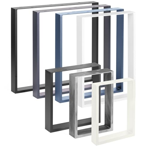 HOLZBRINK Patas de Metal Negro para Mesa | Soportes/Marco para Mesa del Centro, Comedor, Escritorio, Banco | Juego de 2 Patas 40 x 43 cm