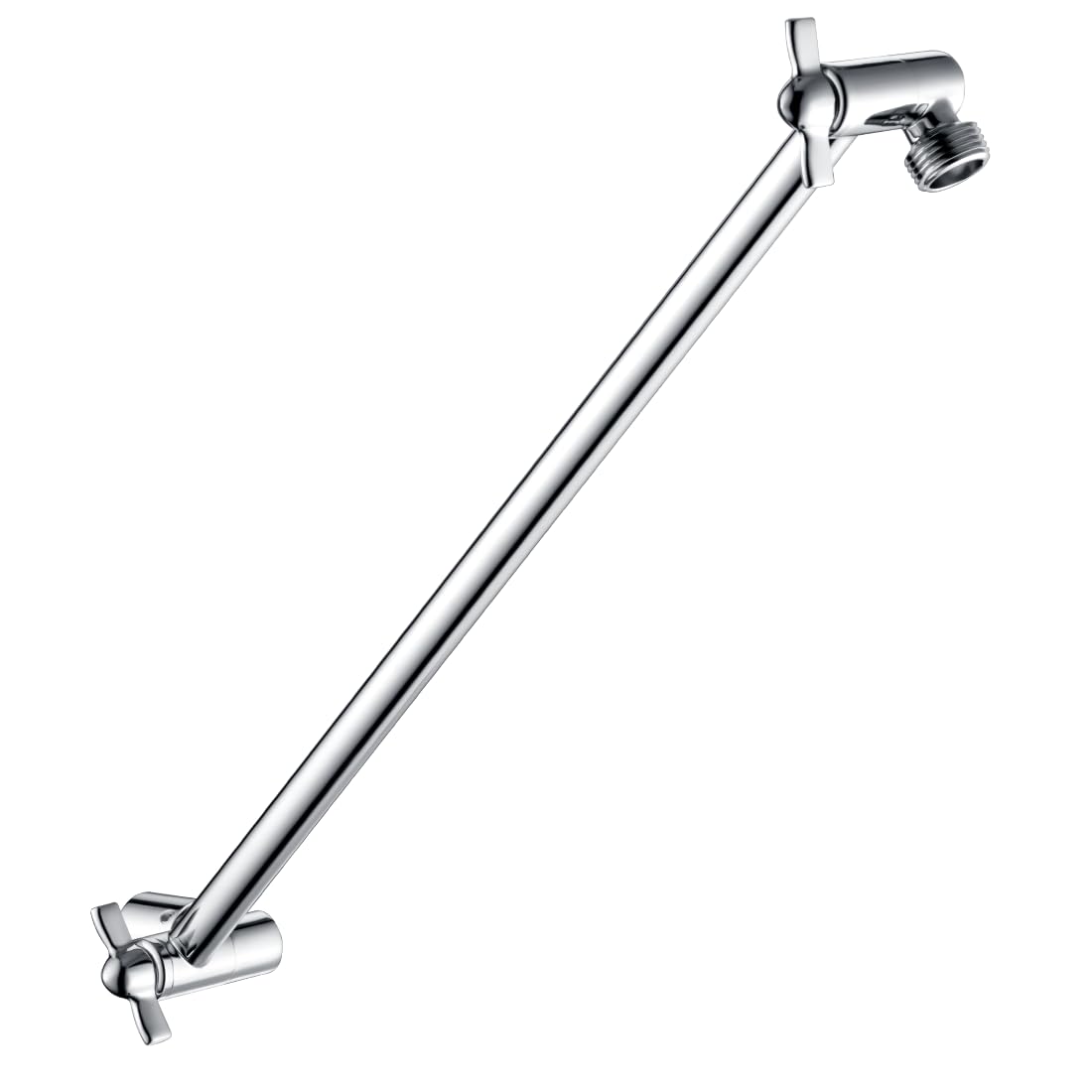 BRIGHT SHOWERS Solid Brass Shower Head Extension Arm, 15 Inch Adjustable