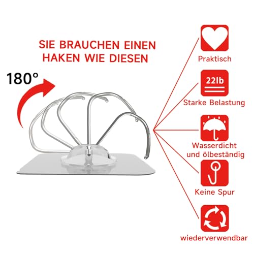 Latoxcaa Große Klebehaken Extra Stark zum Aufhängen Heavy-Duty 10KG(Max), Klebehaken Transparent und Ablösbar… – Ansicht 3