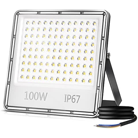 Viugreum Led Floodlight Outdoor 100W 10000LM Safety Light Waterproof IP67 Wall Light Work Lighting, Cold White 6500K Led Flood Light Outside for Garage Backyard Cover