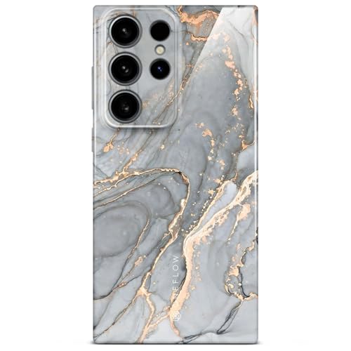 Coque Samsung S24 Ultra rigide paillettes marbre gris doré ONEFLOW Bliss antichoc