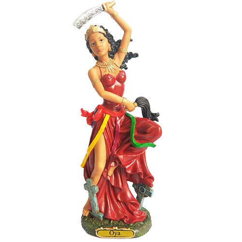 Estatua Orisha OYA de resina pintada 12.5 pulgadas miniatura 2