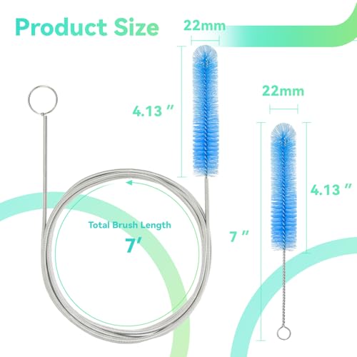 Image of CPAP Hose Cleaner, 7 Feet Flexible CPAP Tube Cleaning Brush and 7 Inches CPAP Cleaning Brush for CPAP Mask Hose Blue