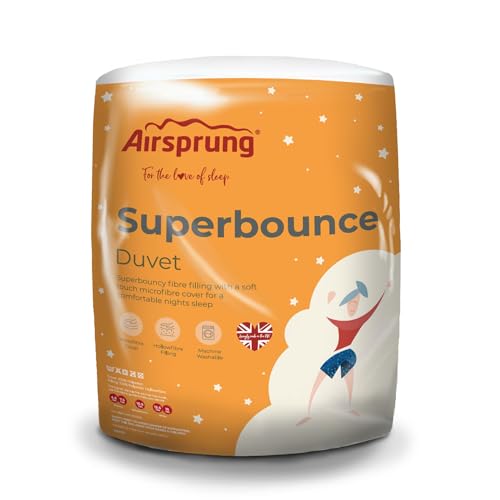 Airsprung Superbounce 16.5 Tog King Bed Size Breathable Extra Warm Hollowfibre Heavy Winter Duvet Quilt, Soft Touch, Energy Efficient, Made In The UK (225cm x 220cm)