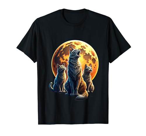 Screaming Cats Meme T-Shirt with Three Kittens and Moon