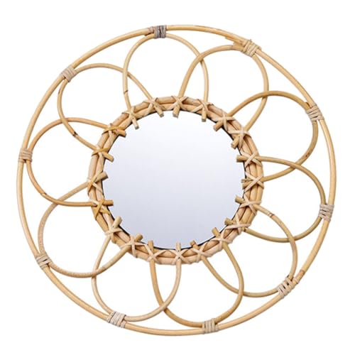 Miroir décoratif mural en rotin 30 cm de style bohème pour chambre - 2