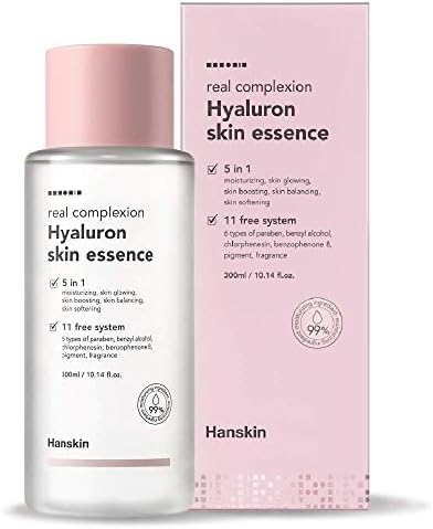 Hanskin Real Complexion Hyaluronic Skin Essence - Hyaluronic Acid, Moisturizing, Glowing, Soft & Fragrance-Free [10.14 fl. oz. (300 ml)]
