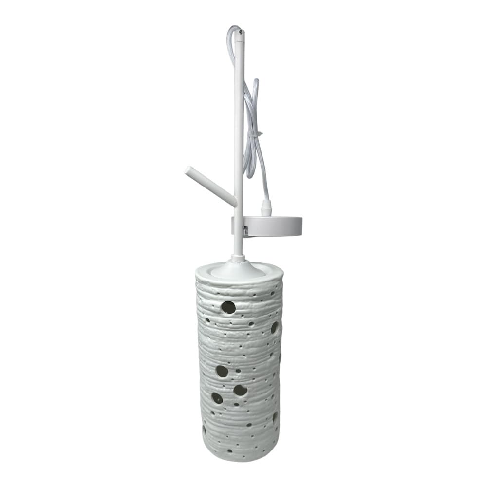 Vetrineinrete® Lampadario in ceramica traforata lampada pendente E27 da tavolo punto luce illuminazione soggiorno camera da letto