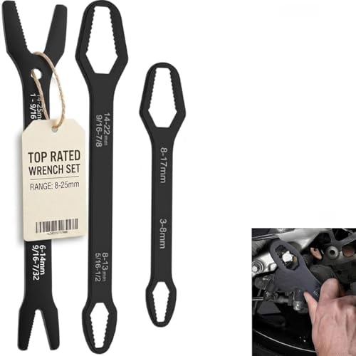 3Pcs Universal Wrench Universal Double Ended Wrench Set Self Adjusting Wrench Set Tightening Spanner Tools For 3mm-22mm Nuts Multifunctional Wrench Set For Home Car Outdoor Mechanical Repair