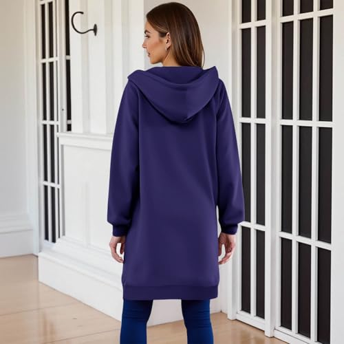 Womens Zip Up Hoodies Long Tunic Hooded Sweatshirts Oversized Long Sleeve Jacket 2025 Fall Fleece Coat with Pockets4