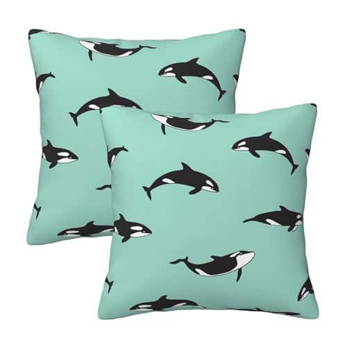 Pidgazdfgv Housse de coussin carrée motif baleine de l'océan Pacifique pour canapé, chambre à coucher, décoration d'été