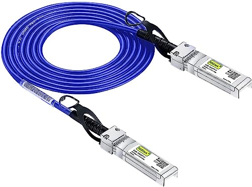 Image of 10Gtek [Dark Blue Colored 10G SFP+ DAC Cable - Twinax SFP Cable for Cisco SFP-H10GB-CU1M, Meraki MA-CBL-TA-1M, Ubiquiti UniFi, D-Link, Fortinet, Supermicro, Netgear, 1-Meter(3.3ft)