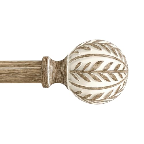 QDWIS Boho Wood Curtain Rods for Windows 48 to 84 inch,1