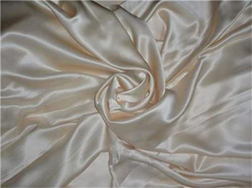 Tissu satin 100 % pure soie, couleur crème, grammage 140 g, largeur 137,2 cm