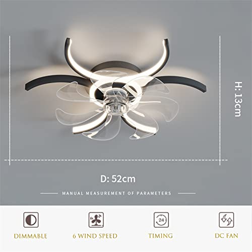Ventilateur de plafond avec éclairage LED dimmable et télécommande pour salon