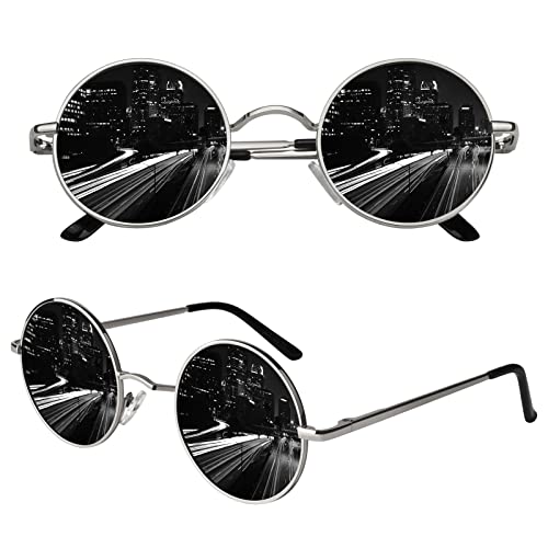 Image of CGID Retro Round Polarized Sunglasses Mens Womens Circle Metal Hippie Shades UV400 Protection E01