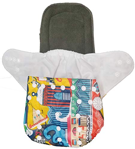 Image of Babymoon (Set of 2) Reusable Cloth Diaper, Premium Adjustable Size Waterproof Washable Pocket Cloth Diaper Nappie