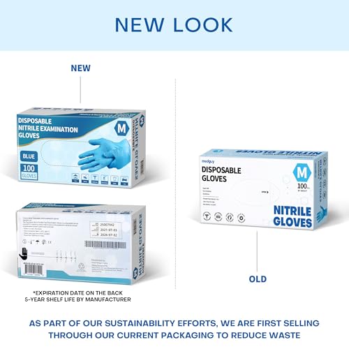 medical blue nitrile disposable exam gloves 45 mil 100 pcs chemical resistant powder-free latex-free food-safe