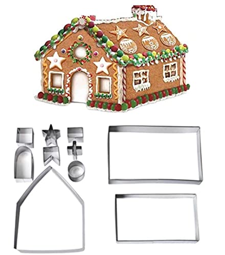 Emporte piece noel,Emporte piece patisserie,maison Pain D'Épices Noël,Décoration de Gâteaux Ustensiles à pâtisserie,3D iscuits de Noël Emporte-Pièces Acier Inoxydable,Emporte Piece Sablé Cover