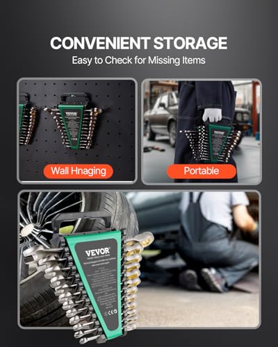 Image of VEVOR 24-Piece Ratcheting Wrench Set, Ratchet Combination Wrench Set with Organizer, Nickel Plating, 72-Tooth, CR-V, Metric 8-19mm & SAE 1 /4-7 /8 inch