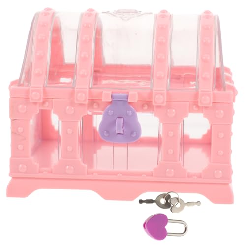 Mobestech 鍵付き宝箱 用中型透明トレジャーボックス 海賊テーマパーティー装飾 小物収納ジュエリーボックス ハロウィンや記念品整理に