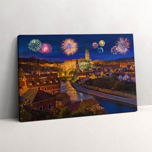 Peinture sur Toile Feux d'artifice Krumlov 60x40cm pour Décoration Murale Salon