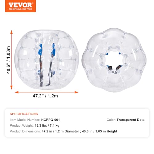 VEVOR Inflatable Bumper Ball 1-Pack, 4FT/1.2M Body Sumo Zorb Balls for Teen, 0.8mm Thick PVC Human Hamster Bubble Balls for Outdoor Team Gaming Play, Bumper Bopper Toys for Garden, Yard, Park by VEVOR - Image 7
