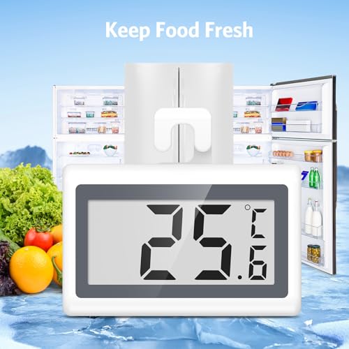 Thermomètre de réfrigérateur numérique, AMIR Thermomètre congélateur amélioré, LCD Affichage & Dos magnétique pour réfrigérateur, 2 Pack Thermomètre réfrigérateur pour la maison, cuisine