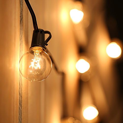 Tomshine Outdoor Globe String Lights Mains Powered 25FT G40 Bulbs Festoon Lights for Garden Patio (25 Bulbs+ 3 Spare Bulbs) Warm White