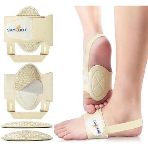 Skyfoot Arch Support Compression Sleeves for Flat Feet, Adjustable Foot Bands and Alternative Gel Arch Pads for Fallen Arch, Arch Pain (with Heel Strips) Cover