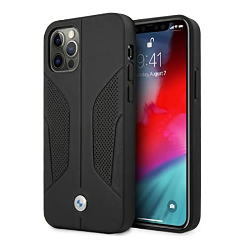 BMW BMHCP12LRSCSK Étui de Protection en Cuir pour iPhone 12 Pro Max 6,7" Noir