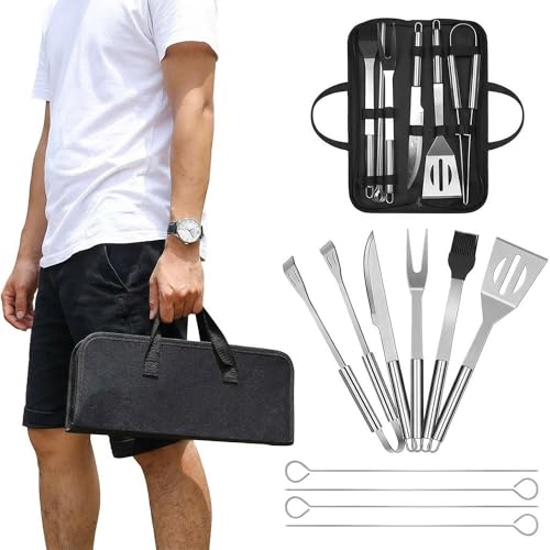9-Piece BBQ Grill Tool Set, Stainless Steel with Storage Bag