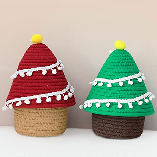 Cesta de Navidad de hilo de algodón para decoración del hogar 7