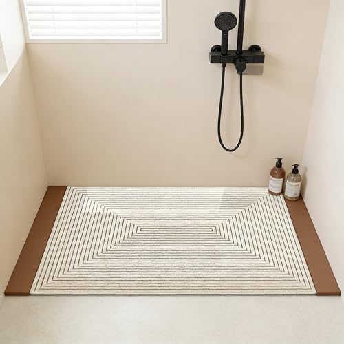 CEWROM Badewannenmatte rutschfest, Lange Antirutschmatte Dusche, Schnell Trocknend Badematte Duschmatten PVC-Luffa Weich Komfort mit Ablauflöchern, Badewannenmatte Nassbereiche (60x90cm)
