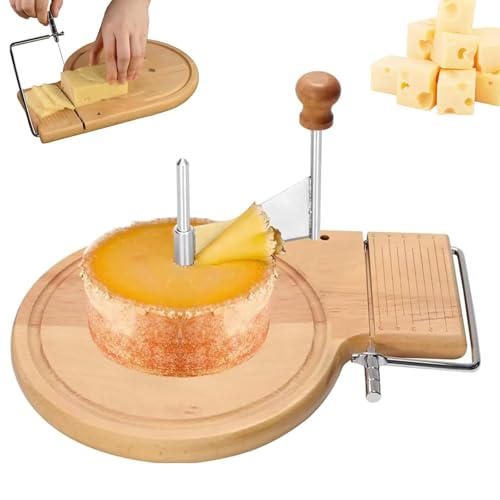 Beech Wood Cheese Curler, Tete de Moine Curler, Original Cheese Flower Girolle Curler, Wooden Base Shaver Wheel for Hard & Soft Cheese, Adjustable Thickness, Chocolate Shaving Machine Without lid