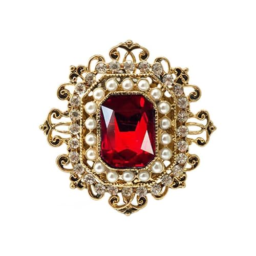 Broche antique en strass dorée, vintage, baroque, rectangulaire, perle en cristal, style bohème/victorien, bijou élégant pour Noël/festival
