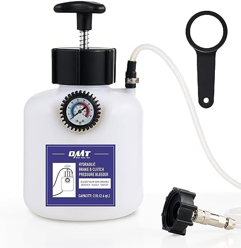 Orion Motor Tech Brake Bleeder Kit, One Person 2.5L Brake Fluid Extractor Compatible with Ford VW BMW More, Brake Pressure Bleeder with 2.6qt Bottle Vacuum Gauge Hose Cap Wrench & European Adapter