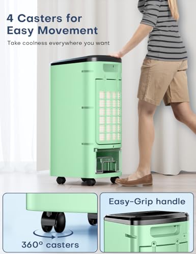 Image of Swamp Cooler Air Conditioner, 3-IN-1 Evaporative Air Cooler w / 4 Modes & 3 Speeds, 12H Timer & Remote & Dual Water Tank, 65 Oscillating Air Conditioner Portable for Room Bedroom Home