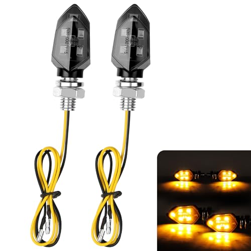 LOPHE 2 Stück LED Motorrad Blinker, 12V Motorrad Lauflicht, 5 LED M8 E-MARK Geprüft Miniblinker Universal, Blinker Licht Wasserdicht für Motocross Fahrrad Moped