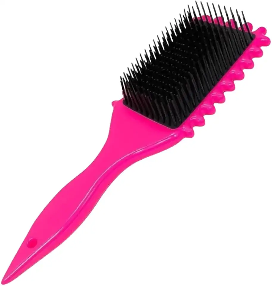 Escova Modeladora Para Cabelos Ondulados E Cacheados Cerdas Flexíveis Estrutura Ventilada E Formato Anatômico (Rosa)